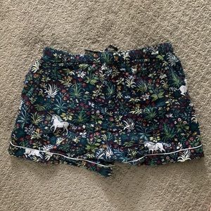 Printfresh Women’s Organic Cotton Pajama Shorts, Unicorn’s Garden, Size Medium.